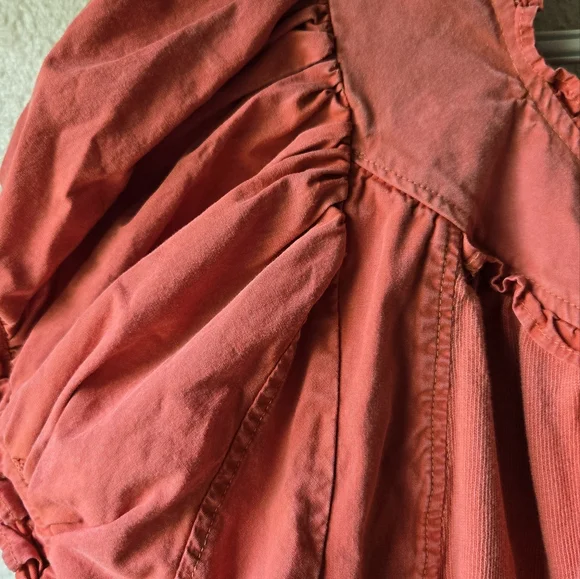 We The Free Ruffled Coral Blouse, Sz XL - Picture 3 of 4